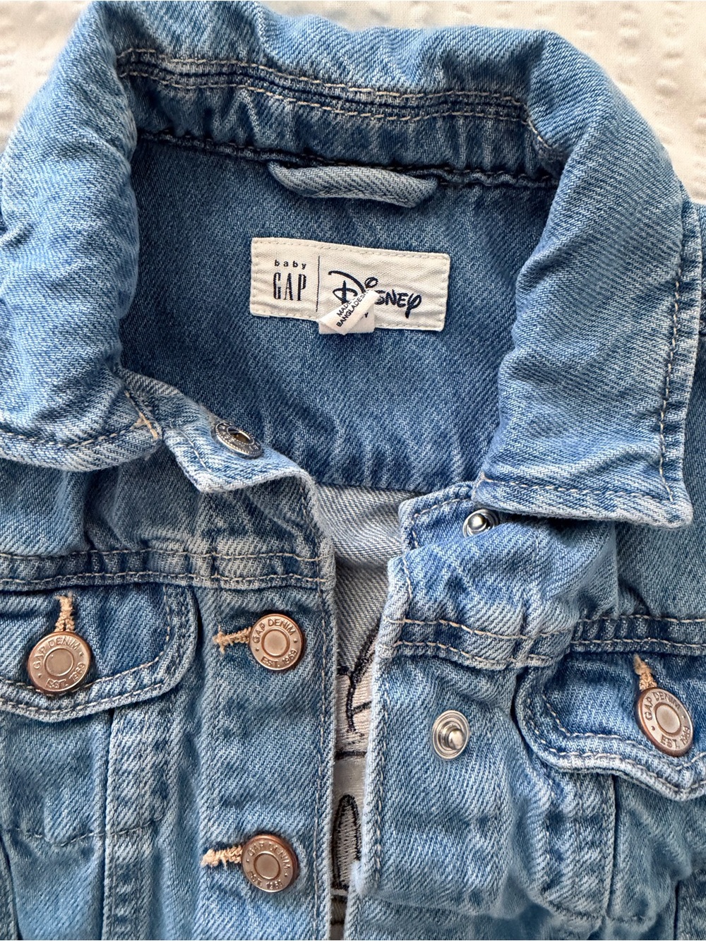 Baby Gap Light Blue Denim Minnie Mouse Jacket size 3T - Picture 4 of 4